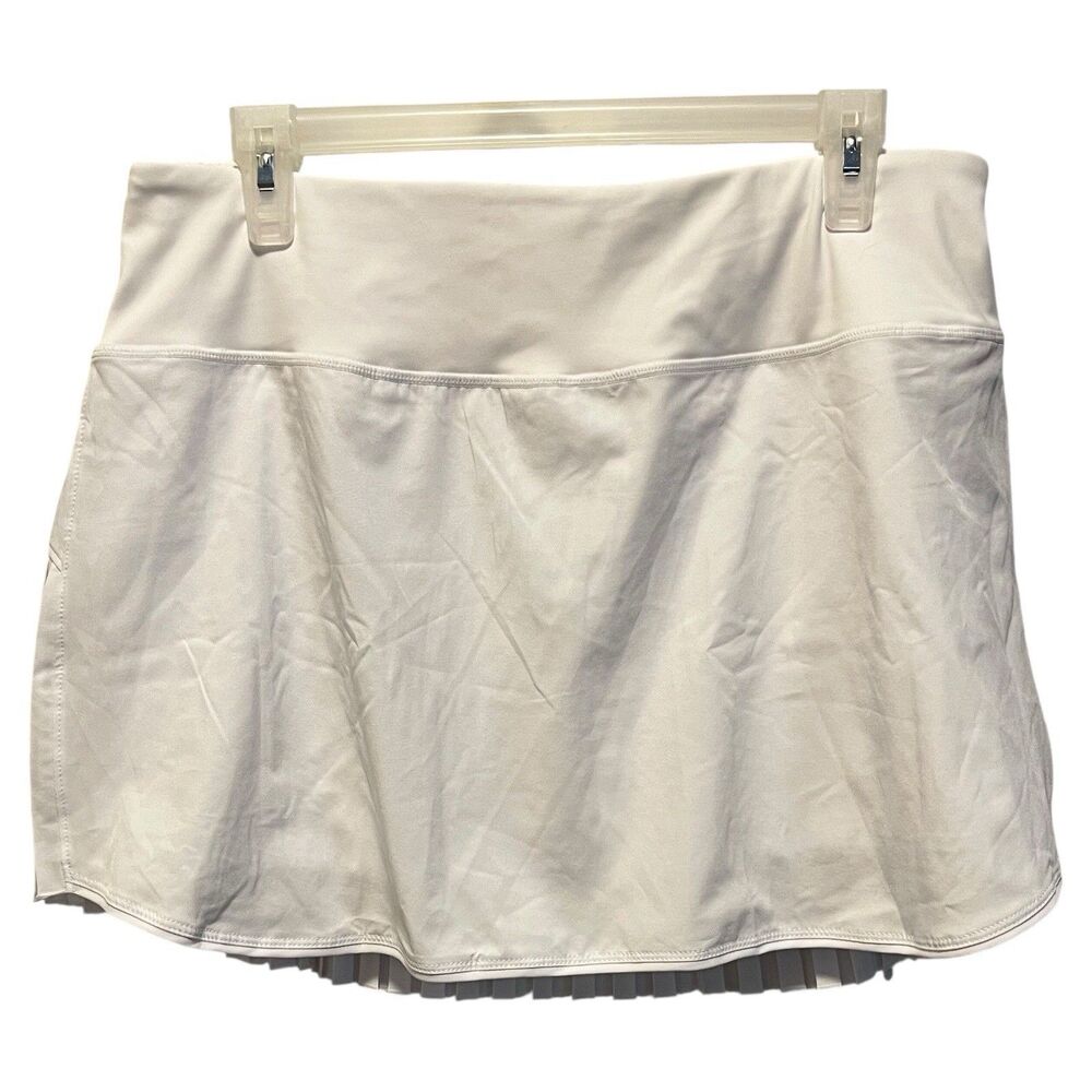 Baleaf White Mini Tennis Stretch Skirt Size XLarge Pleated Back Zip Pocket UPF